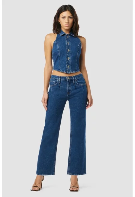 Дънков елек със закопчаване с копчета - Син