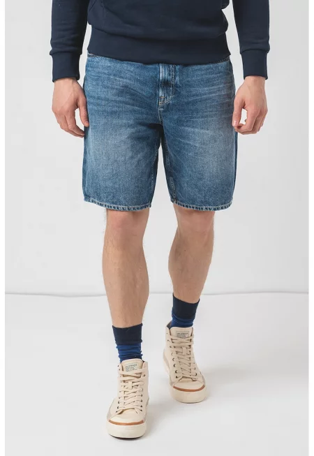 Дънков къс панталон Rodeo със захабен ефект - Тъмносин