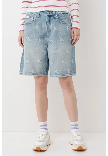 Дънкови бермуди деграде - Мръснобял/Светлосин