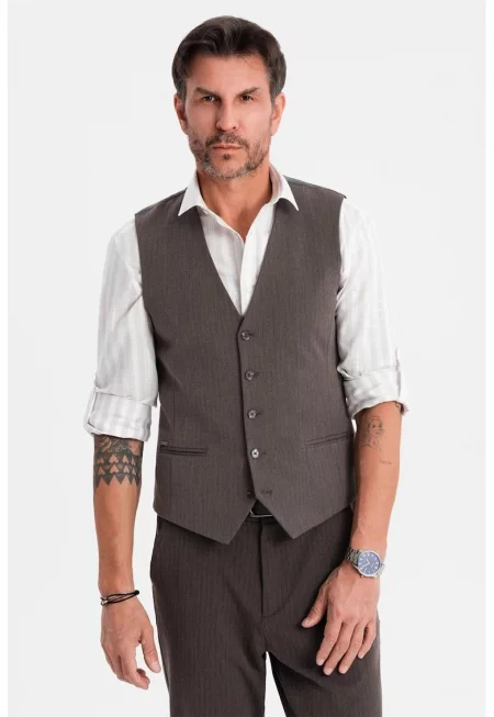 Елегантен потник със зигзагообразен десен SLIM FIT  OM-BLZV-0143