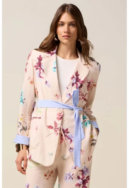 Флорален сако - Бордо/Светло бежово