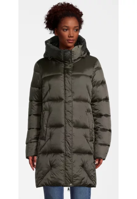 Капитонирано зимно яке с качулка - Зелен