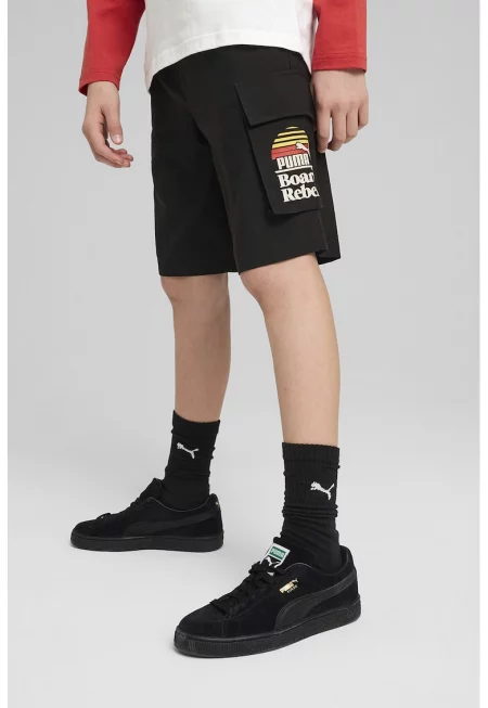 Карго шорти с връзка - Черен