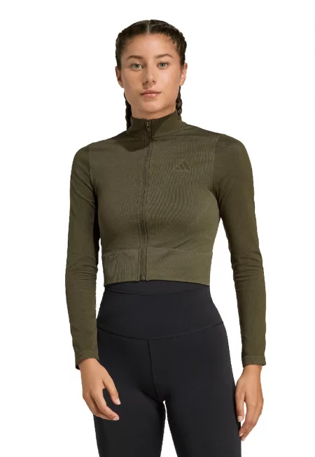 Къс фитнес суитшърт с цип