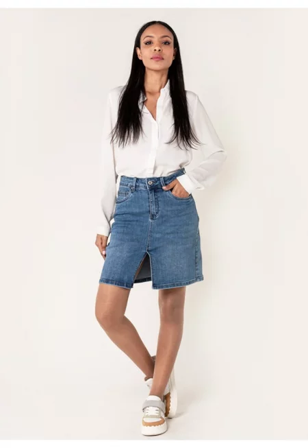 Къса синя дънкова пола P213 M10 17933