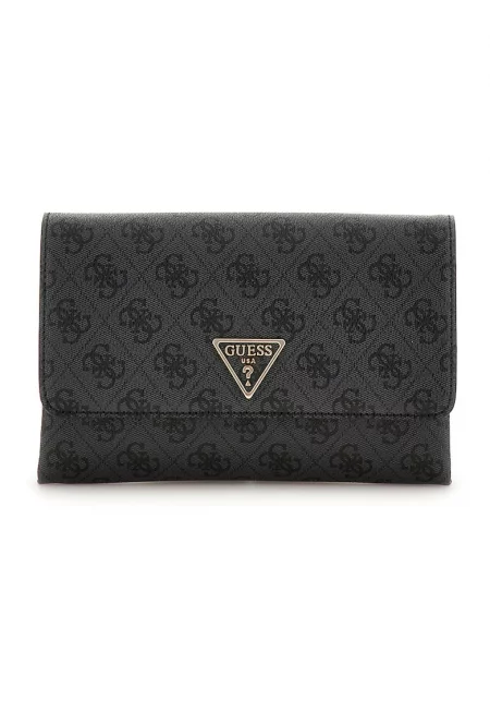 Клъч от еко кожа с монограм - Избеляло черно/Tъмносив/Синапено жълто