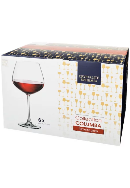 Комплект от 6 чаши за вино  Columba - кристал