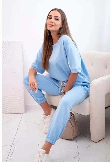 Комплект от блуза с къс ръкав и панталон - Един размер