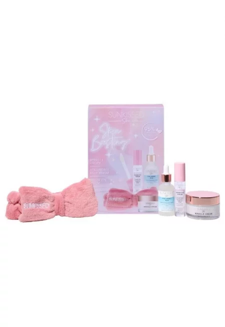 Комплект продукта за грижа за кожата -  Skin - Boosting - Крем - Серум за лице и около очи - Козметична лента за глава