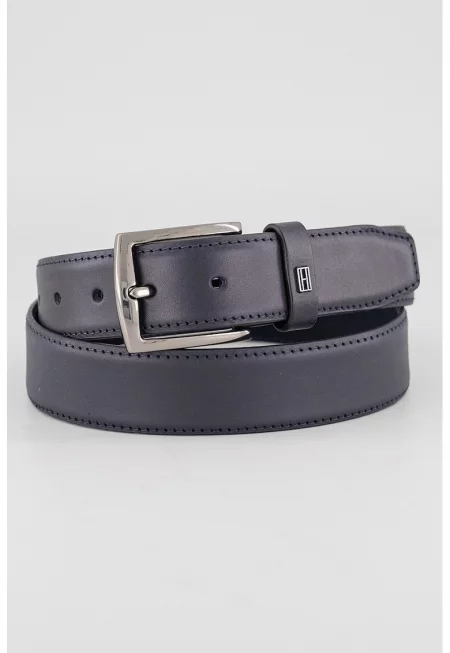 Кожен колан с малко лого - Тъмносин