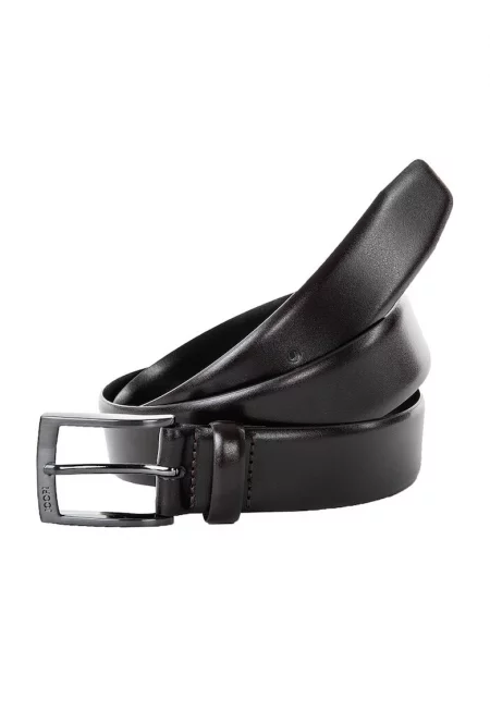 Кожен колан с метална тока - Тъмнокафяв