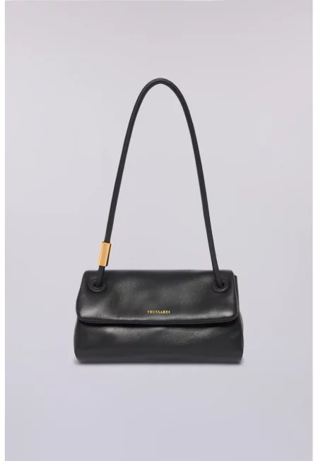 Кожена чанта с лого - Черен