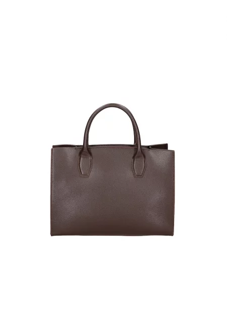 Кожена чанта с отделяща се несесер с цип - Тъмнокафяв