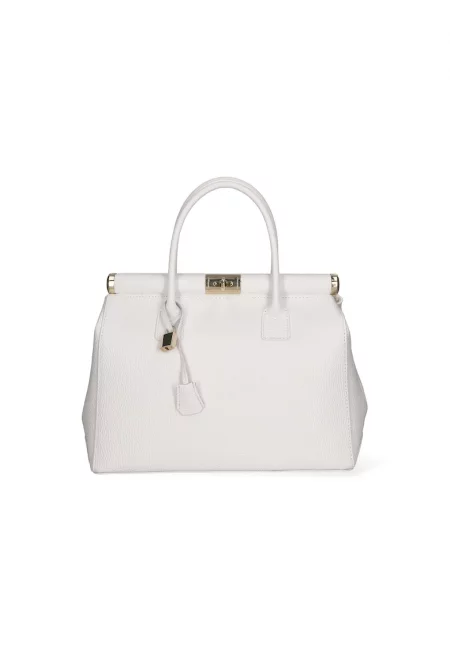 Кожена чанта с отделяща се презрамка - Бял