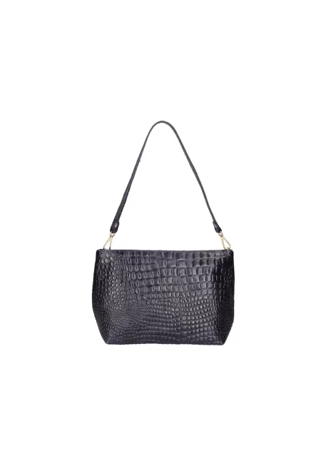 Кожена чанта с шагрен - Син