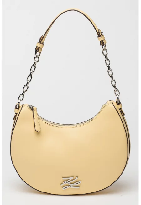 Кожена чанта за рамо Autograph Moon - Сламеножълт