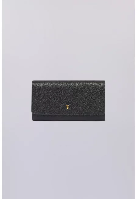 Кожено портмоне с лого - Черен
