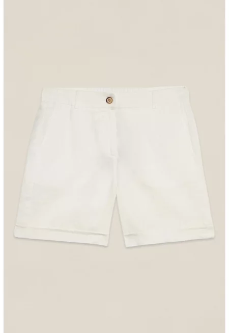 Ленен къс панталон - Бял