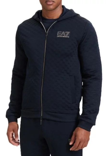 Мъжка блуза с цип -  Train Premium Label M Hoodie Fz Pl - Полиестер - Син - Син