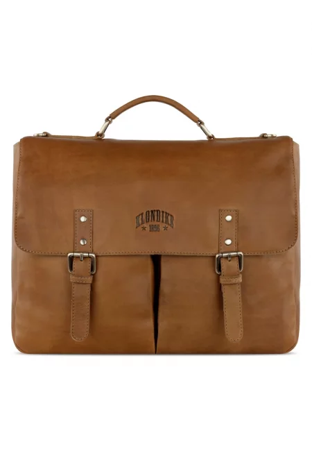 Мъжка чанта тип месинджър -  KD1316 - 39 x 30 x 10 см - коняково кафяво