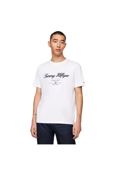 Мъжка тениска  script logo tee - MW0MW33691-YBR - Бяла - Бял