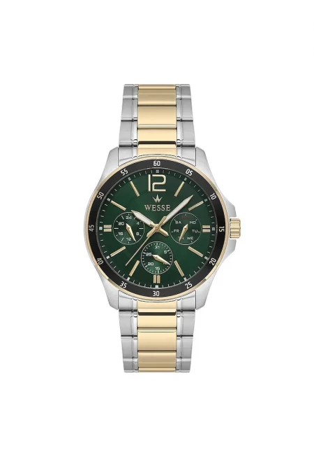 Мъжки часовник  WWG208805 - 43 мм - стоманена каишка - зелен циферблат - водоустойчив 5 ATM - сребрист/златист