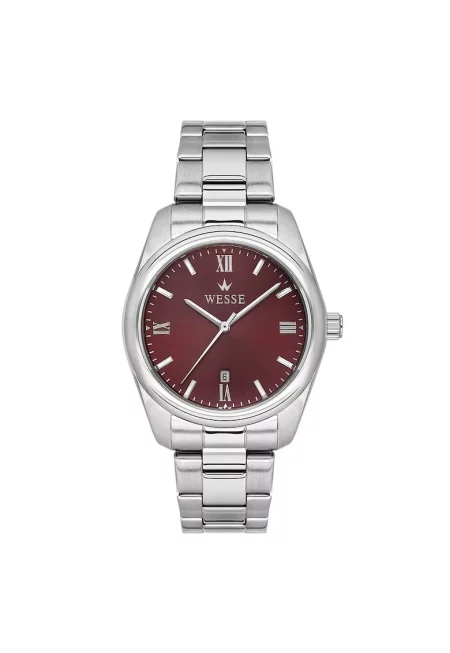 Мъжки часовник  WWG209705 - 41мм - стоманена каишка - бордо циферблат - водоустойчив 5 ATM - сребрист