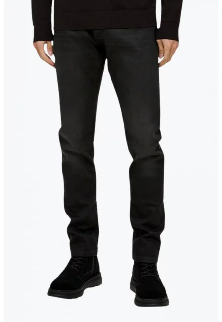 Мъжки дънки Mauro с кройка Regular fit и висока талия - Черен