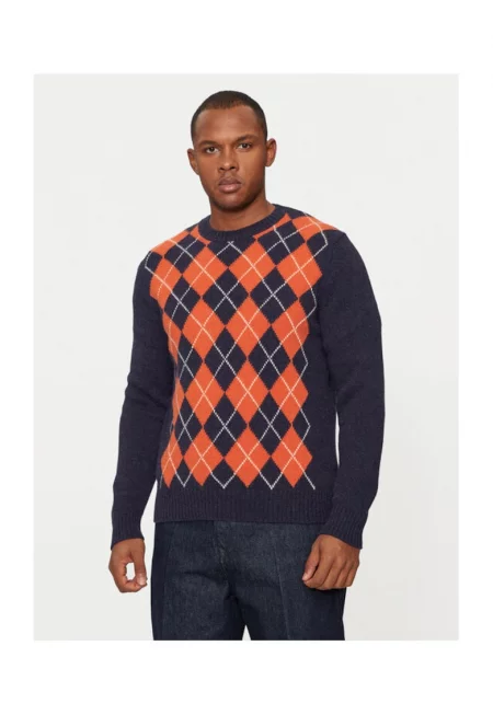 Мъжки пуловер -  304520556 - Вълнен - Син - Син