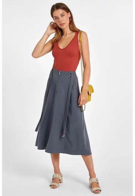 Миди пола от лиосел - Антрацитно сиво