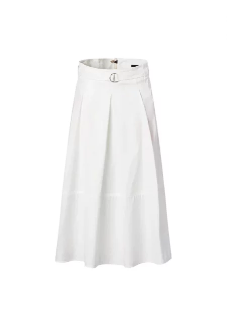 Миди пола с колан на талията - Бял