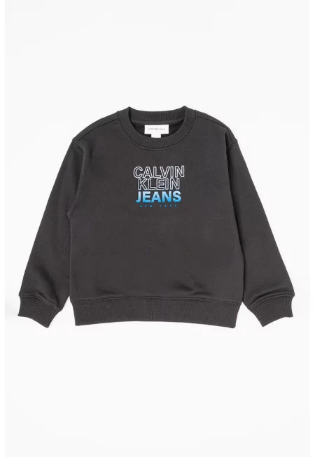 Памучен суитшърт с лого - Черен