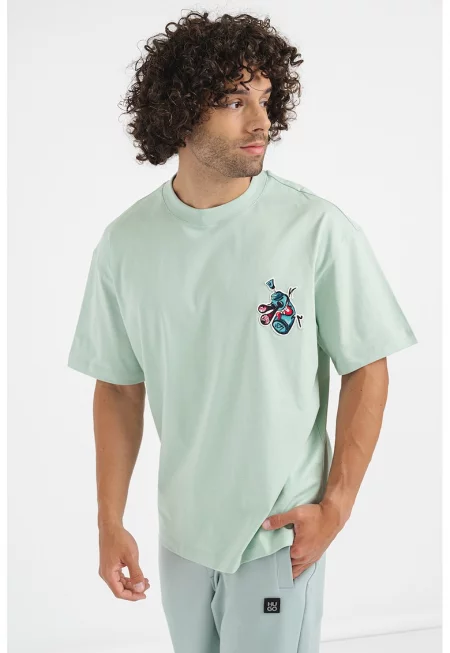 Памучна тениска с овално деколте