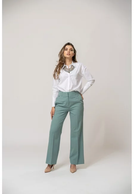 Панталон Nassira с висока талия - Бледозелен