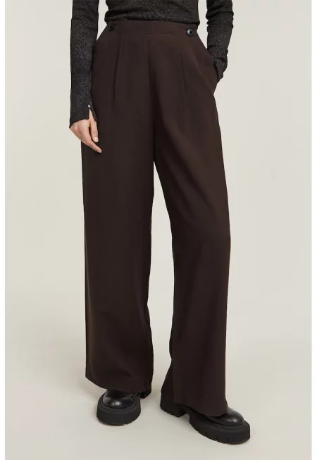 Панталон с широк крачол - Тъмнокафяв