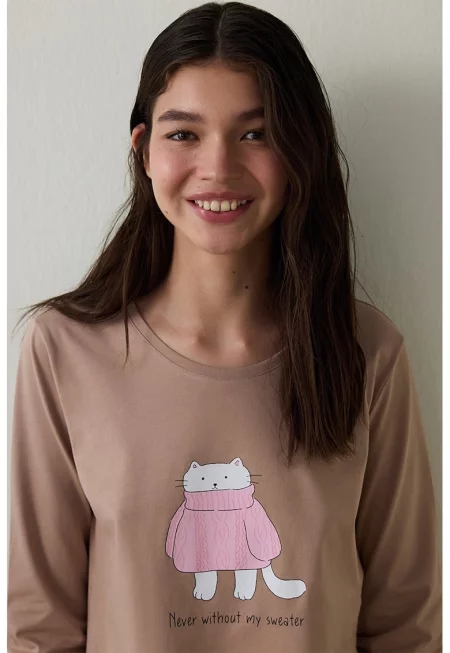 Пижама с принт - Камел