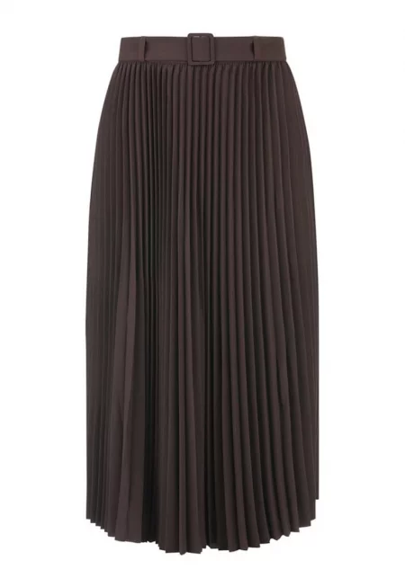 Плисирана миди пола с колан на талията