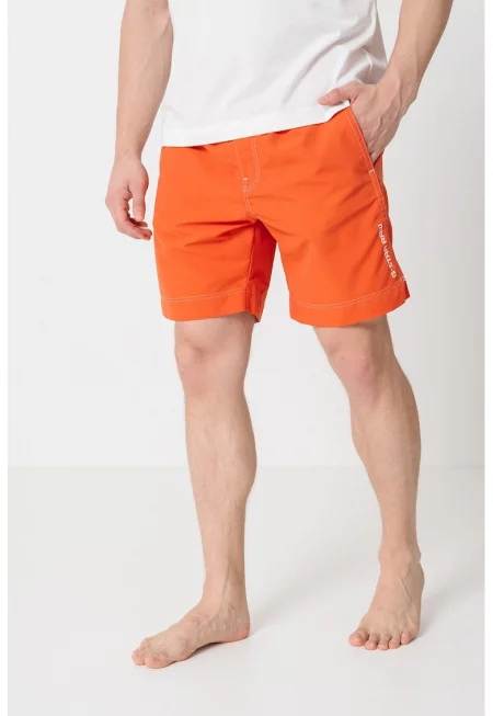 Плувни шорти с джобове - Корал/Мръснобял