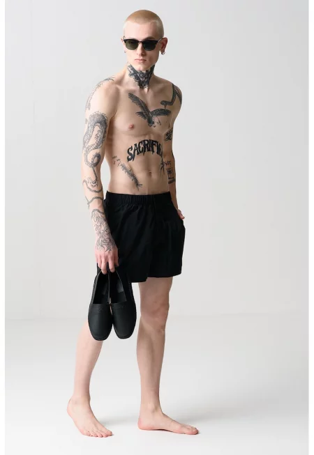 Плувни шорти със средна талия - Черен