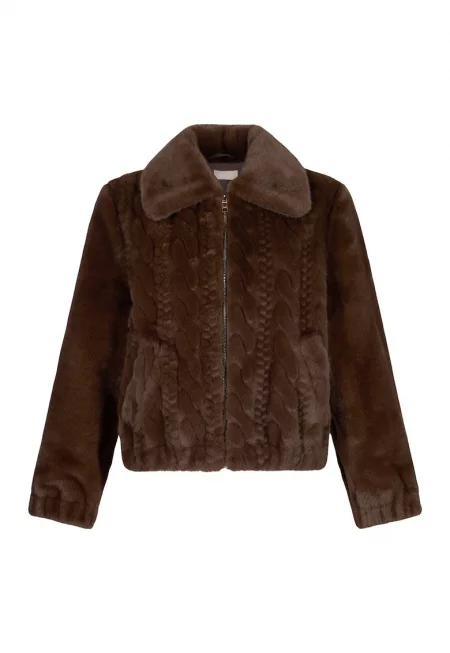 Плюшено яке с плетка осморка - Кафяв