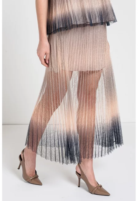 Пола с дизайн 2в1 и къса подплата - Крем/Тъмносин