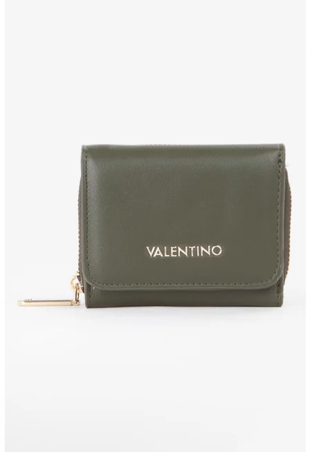 Портфейл с лого и цип - Папратово зелено