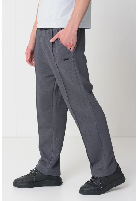 Прав спортен панталон с памук - Бял/Антрацитно сиво