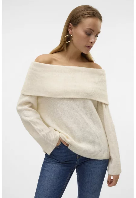 Пуловер с голи рамене