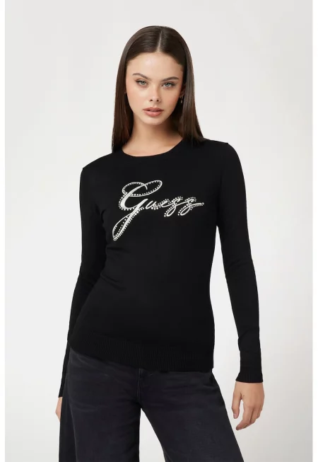 Пуловер с лого - Черен/Сребрист