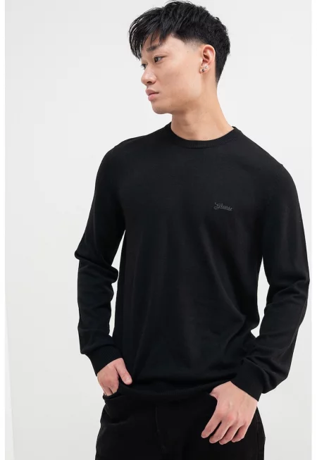 Пуловер с лого - Черен