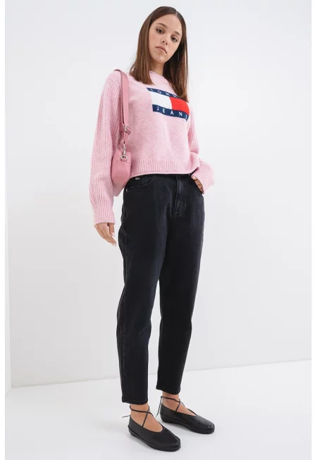 Пуловер с овално деколте и лого