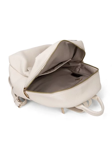 Раница от еко кожа с преден джоб - Бежов