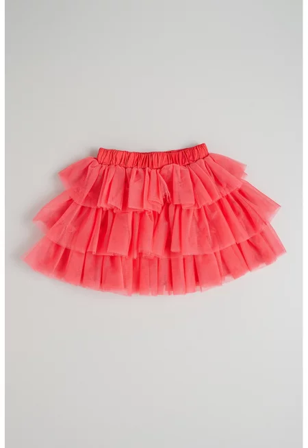 Разкроена къса пола - Яркорозово