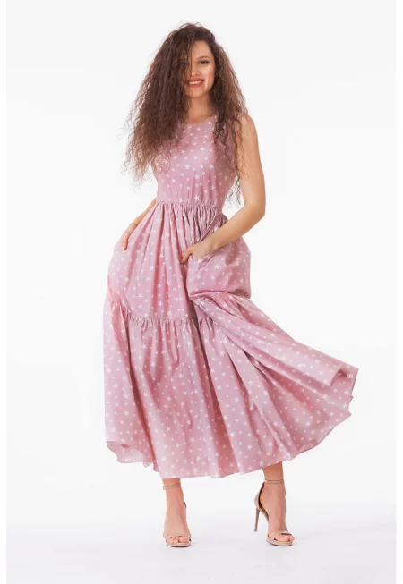 Разкроена рокля с джобове встрани - без ръкави